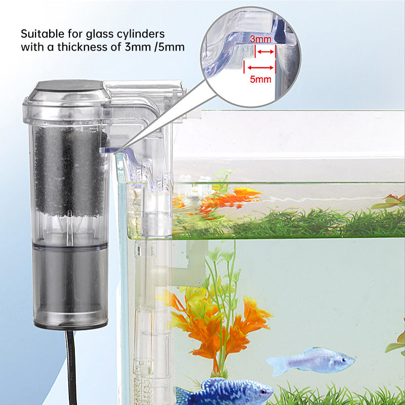 New USB - powered hanging aquarium filter, 2.5W, 250L/H. Ideal for aquariums under 30cm. Mini size.