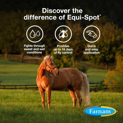 Farnam Equi-Spot Fly Control Horses 3-Pack Waterproof Kills Flies Ticks 6 Weeks