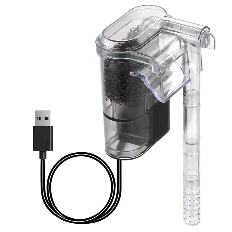 New USB - powered hanging aquarium filter, 2.5W, 250L/H. Ideal for aquariums under 30cm. Mini size.