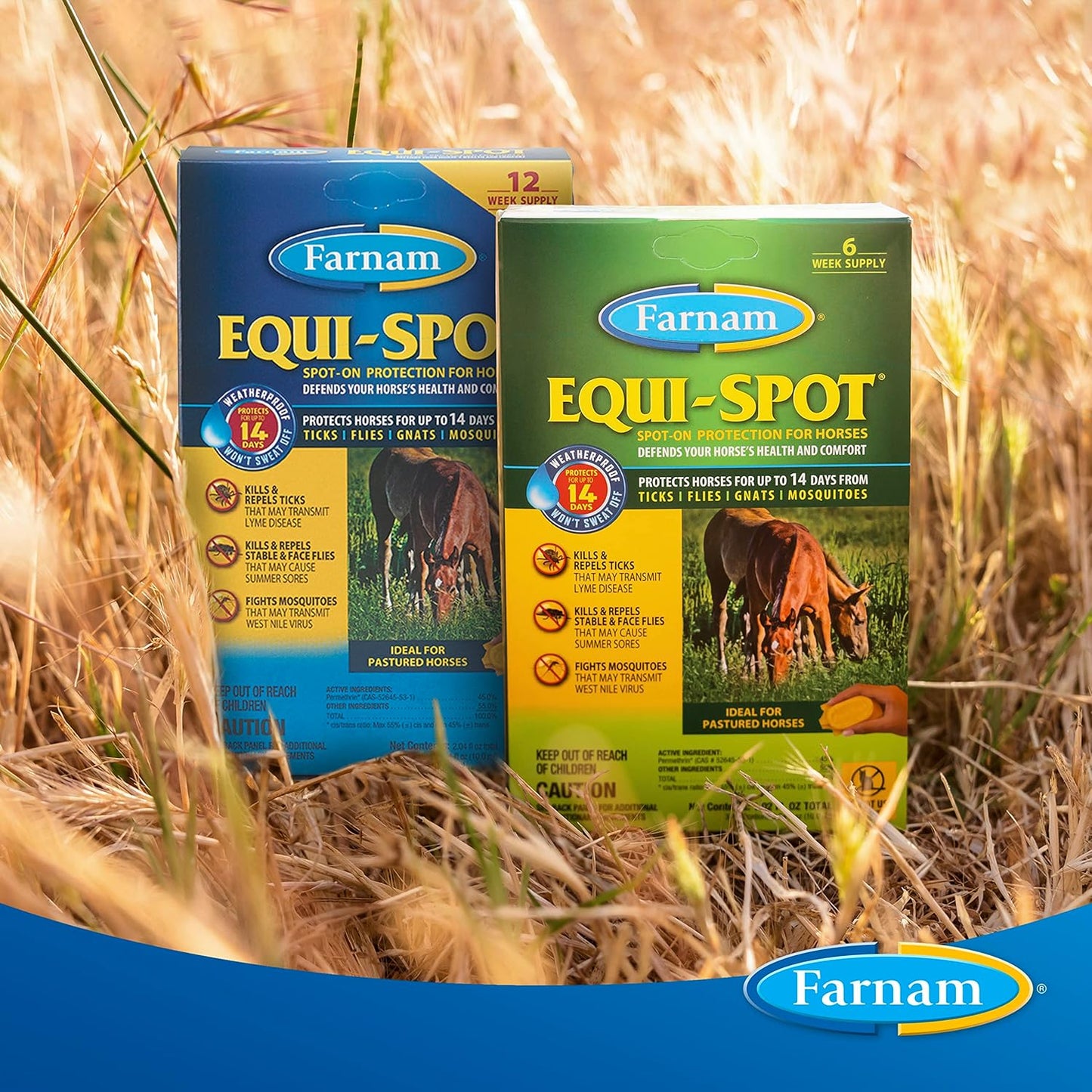 Farnam Equi-Spot Fly Control Horses 3-Pack Waterproof Kills Flies Ticks 6 Weeks
