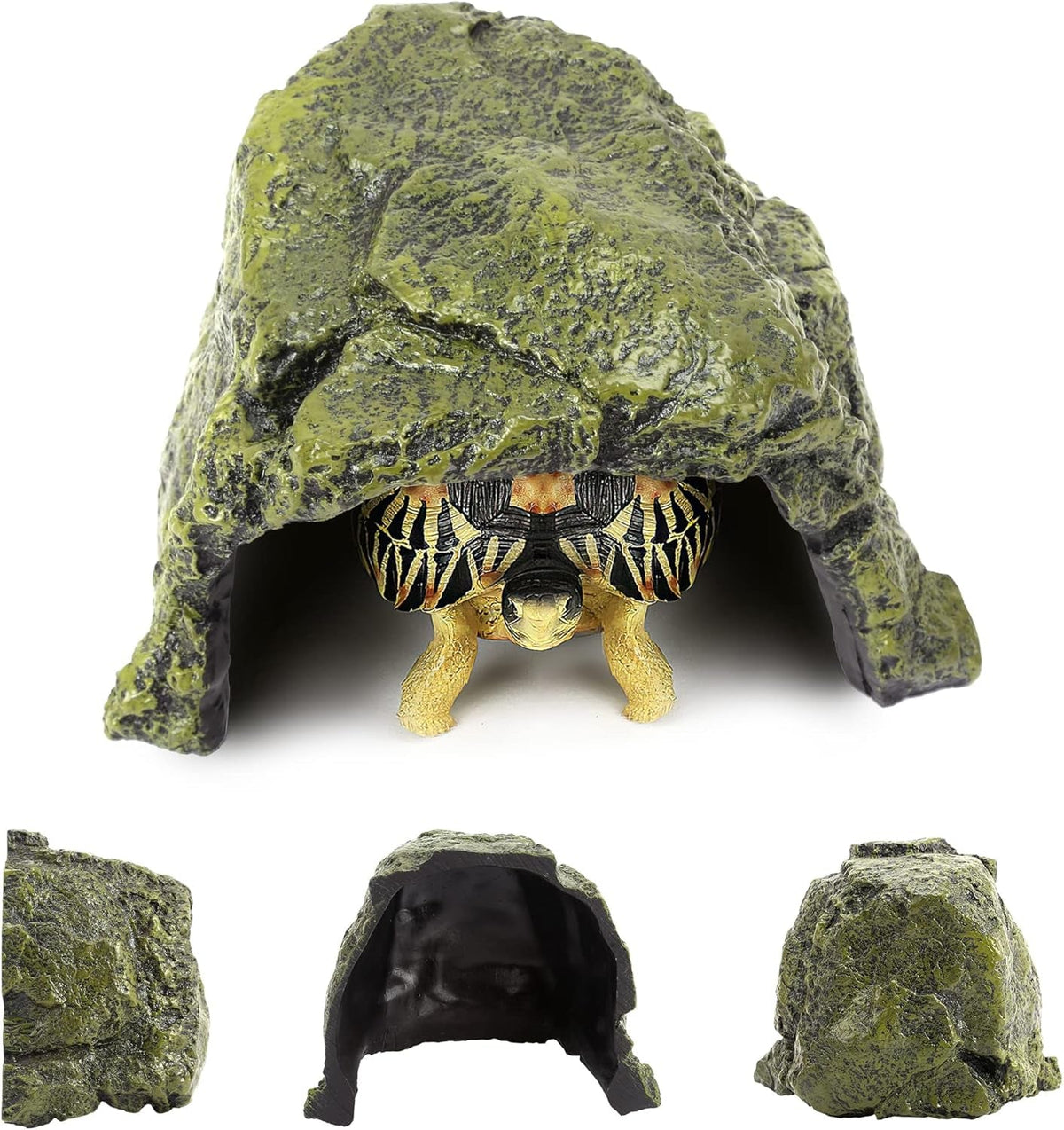 Reptile Rock Hide Cave Natural Resin Habitat for Lizards Turtles Fish